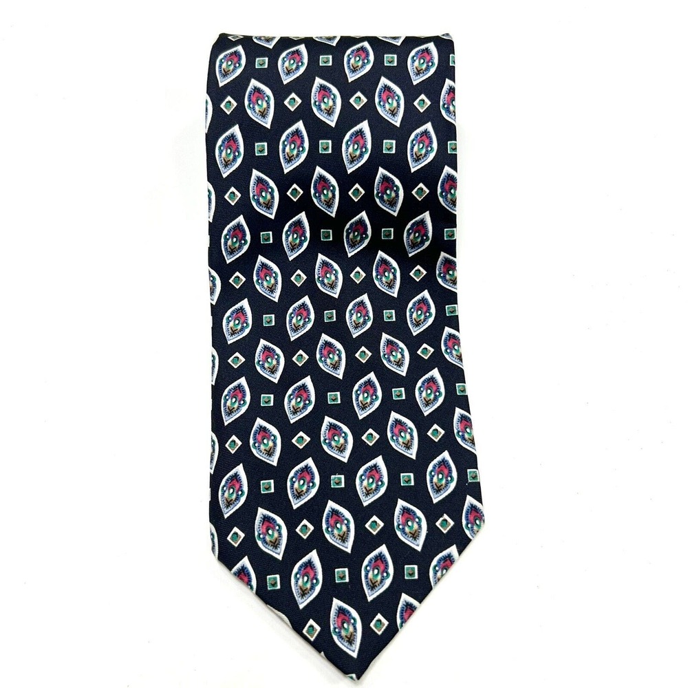 Caumont Neck Tie Men Black Preppy Business Casual Silk Abstract 55" L x 4" W